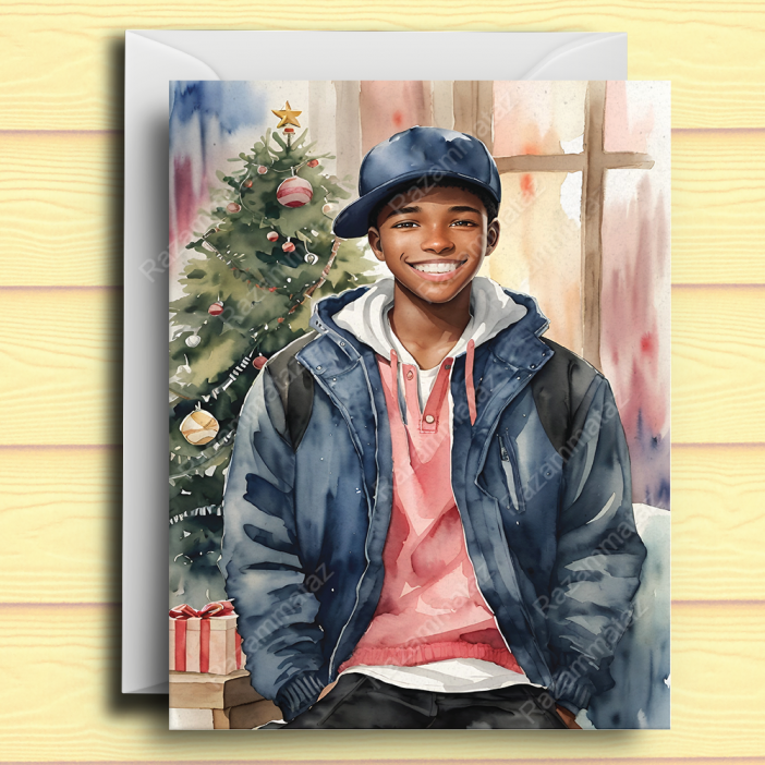 Black Boy W Christmas Card